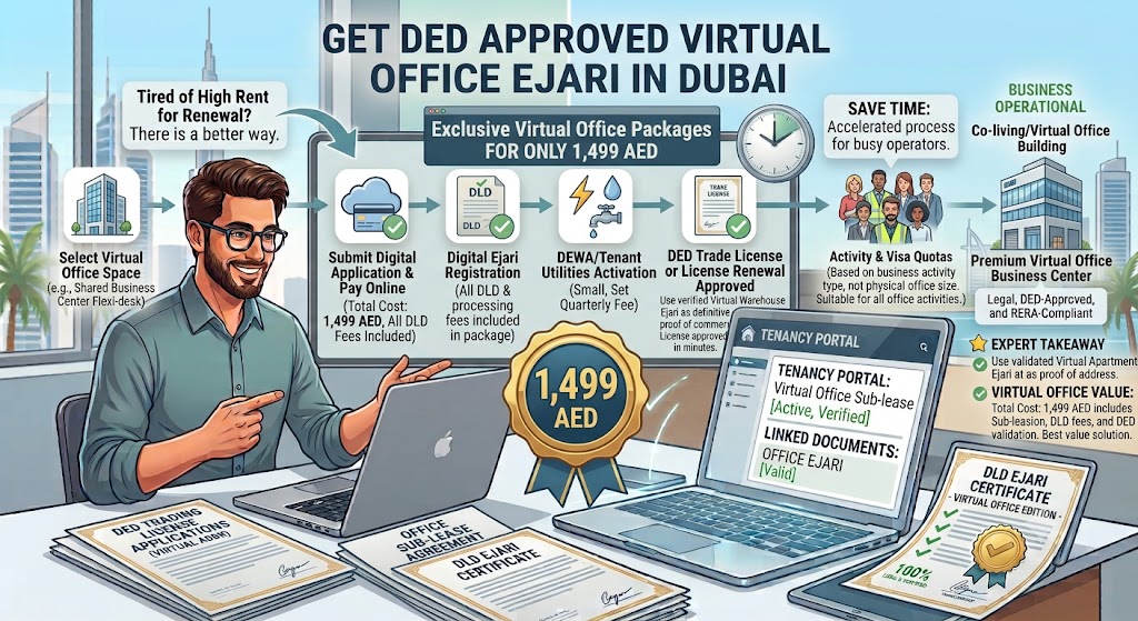 Virtual Office Ejari Dubai 1499 AED | 100% DED & DLD Approved