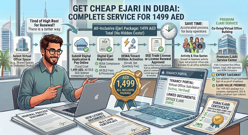 Cheap Ejari Dubai 1499 AED | DED Virtual Office Mainland Setup