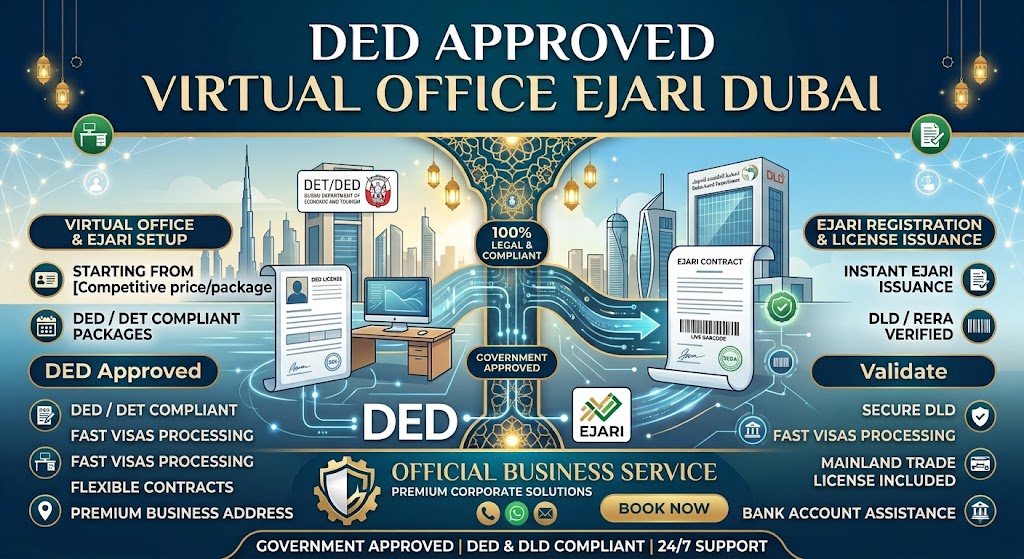 DED Approved Virtual Office Ejari Dubai | 100% Legal DLD Contract