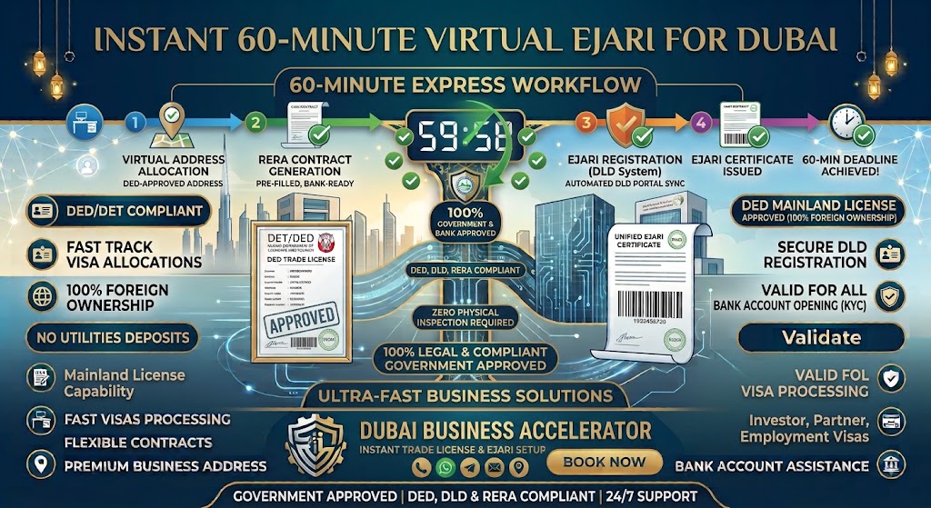 Instant 60-Min Virtual Ejari | Dubai Mainland & Bank Ready