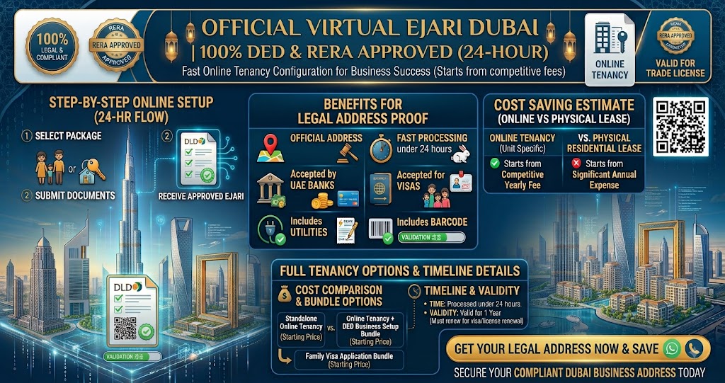 Official Virtual Ejari Dubai | 100% DED & RERA Approved (24-Hour)